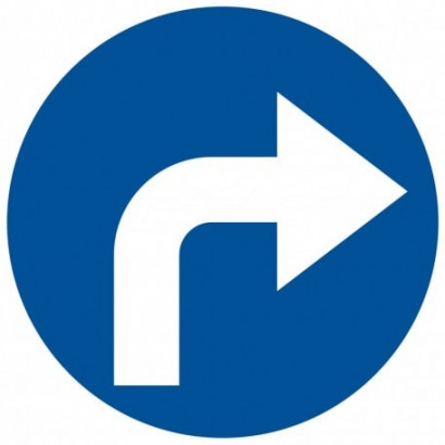 Znak - Nakaz jazdy w prawo (skręcanie za znakiem) SA021