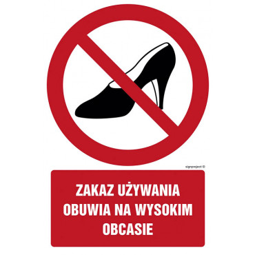 Znak - Zakaz używania obuwia na wysokim obcasie GC022
