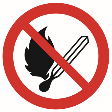 Znak zakaz używania otwartego ognia