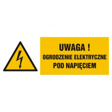Znak - Uwaga, ogrodzenie elektryczne pod napięciem HB019